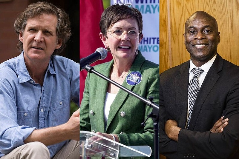 Tim Kelly, Kim White and Wade Hinton lead in a poll of Chattanoogans for the March mayoral election. 
