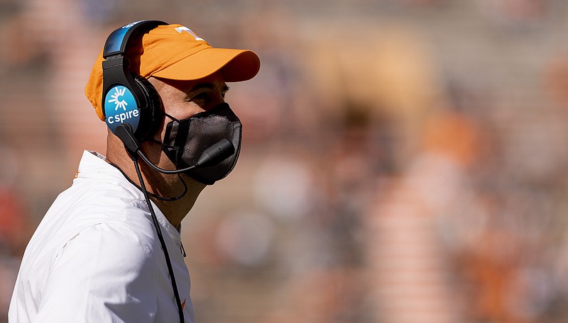 Tennessee Athletics Photo by Andrew Ferguson / Jeremy Pruitt was fined $100,000 for the improper wearing of masks early in the 2020 season, but finally getting it right against Kentucky didn't help the Volunteers, who lost 34-7 on Oct. 17.