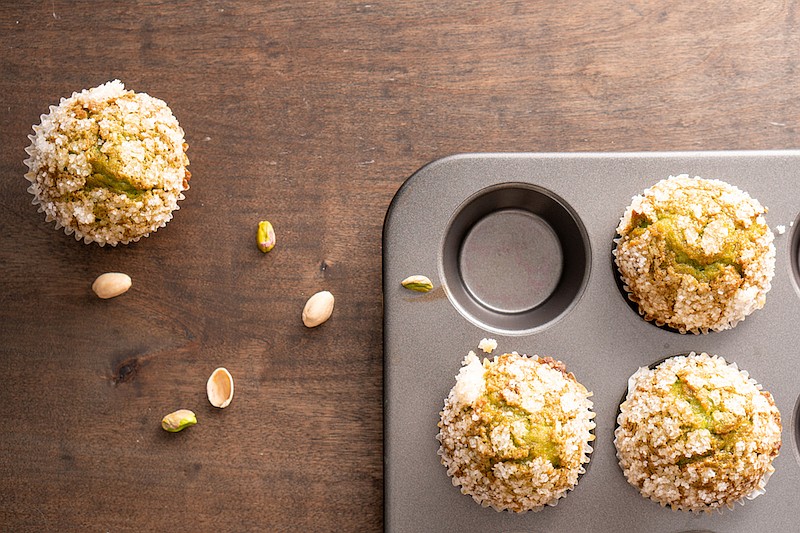 Homemade pistachio muffins with sugar crystals / Photo credit: Getty Images/iStock/fusaromike