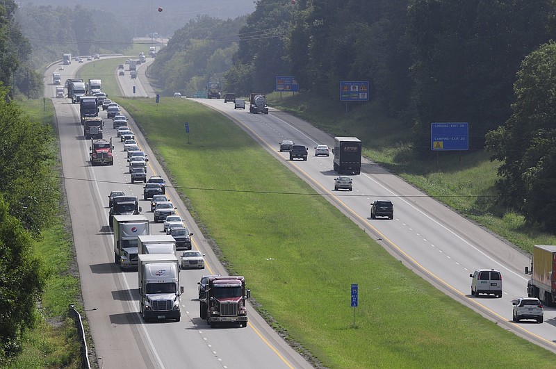 Staff Photo by Robin Rudd / Traffic moves along Interstate 75, in Bradley County, in this view from the Harrison Pike overpass.
