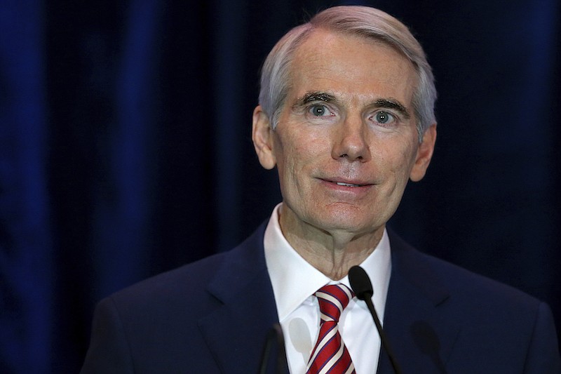 U.S. Sen. Rob Portman announced Monday, Jan. 25, 2021, at the Hilton Hotel in Cincinnati, Ohio, that he will not be seeking re-election when his term is up in 2022. (Kareem Elgazzar/The Cincinnati Enquirer via AP)