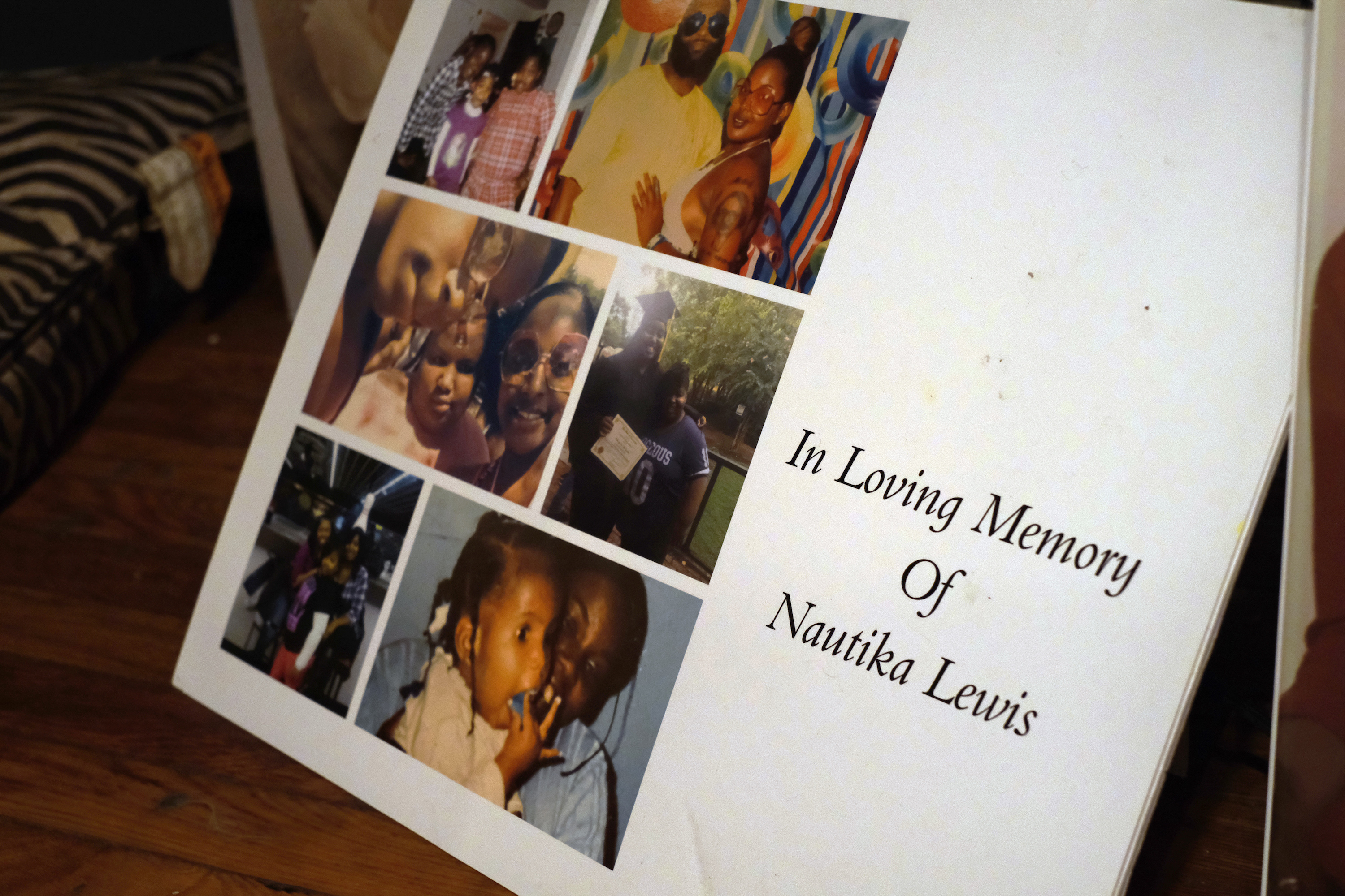 Staff photo by Wyatt Massey / Photos of Nautika Lewis are pictured on display at Zapouria Lewis's home in Chattanooga on Jan. 29, 2021. Nautika, who was 20 years old, died from COVID-19 in Nov. 2020.