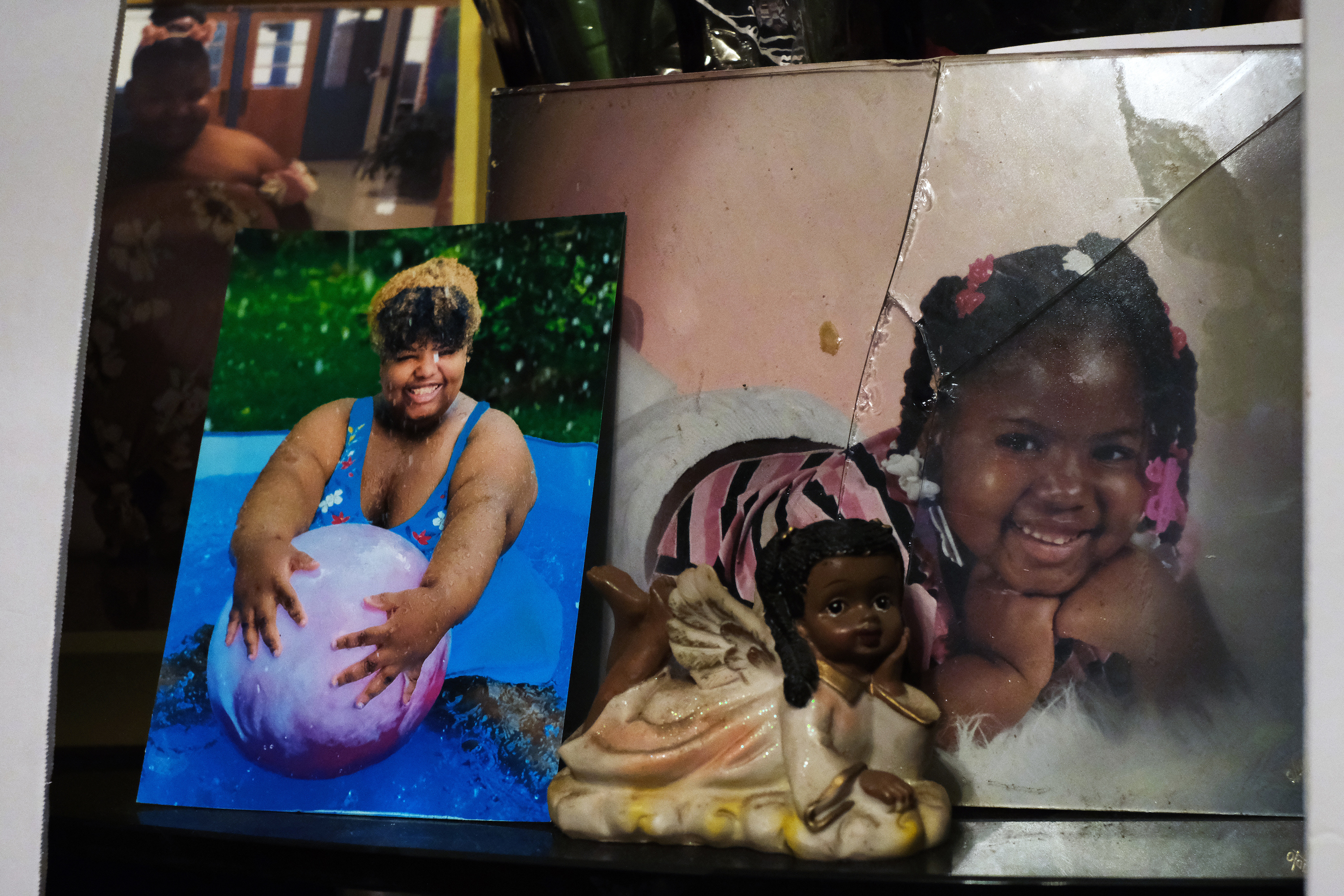 Staff photo by Wyatt Massey / Photos of Nautika Lewis are pictured on display at Zapouria Lewis's home in Chattanooga on Jan. 29, 2021. Nautika, who was 20 years old, died from COVID-19 in Nov. 2020.