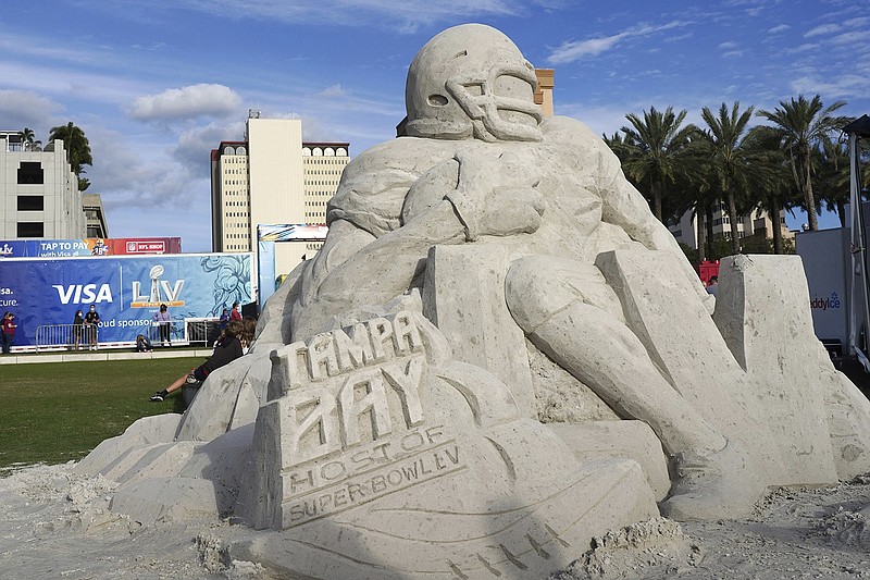 Blue skies and favorable weather greet the thousands of fans attending the festivities at Curtis Hixon Park during the NFL's Super Bowl 55 Experience on Saturday, Jan. 30, 2021, in Tampa. / Photo by Luis Santana/Tampa Bay Times via AP