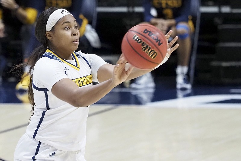 Staff file photo by C.B. Schmelter / UTC forward Bria Dial had a team-best 17 points and four steals to help the Mocs to a 60-52 road win at Wofford in SoCon play Thursday night.