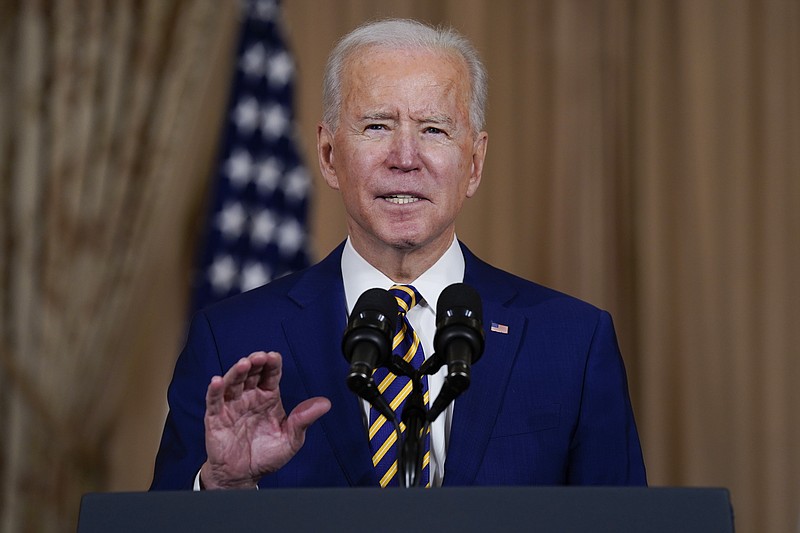 President Joe Biden speaks about foreign policy, at the State Department, Thursday, Feb. 4, 2021, in Washington. (AP Photo/Evan Vucci)