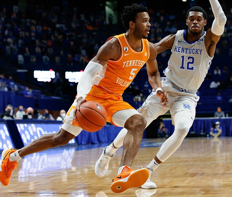 Southeastern Conference photo / Tennessee sophomore guard Josiah-Jordan James had 10 points and 10 rebounds during Saturday night's 82-71 win at Kentucky.