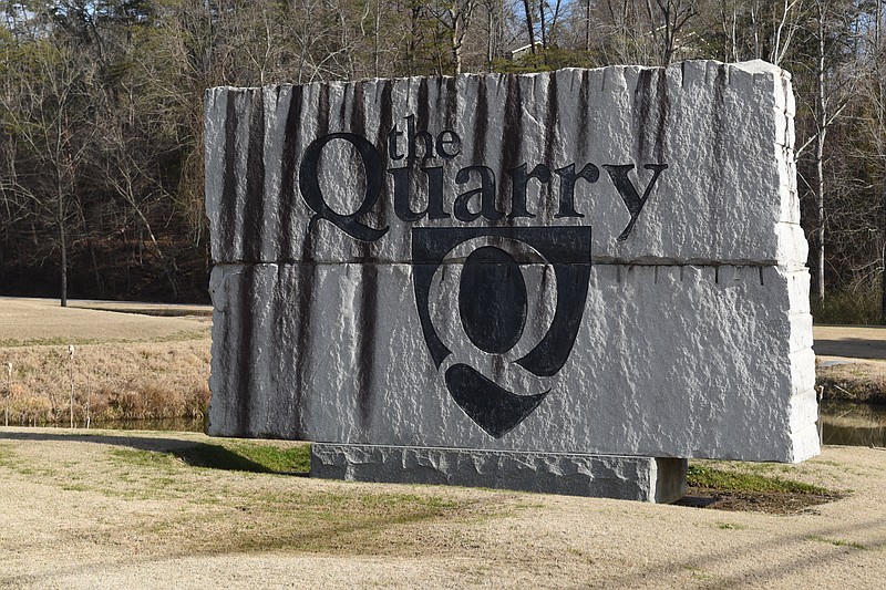 Staff file photo / The sign at the entrance to the property making up the clubhouse and part of the former golf course known as the Quarry, located along Reads Lake Road and Mountain Creek Road, is seen on Tuesday, Feb. 3, 2015, in Red Bank, Tenn. 