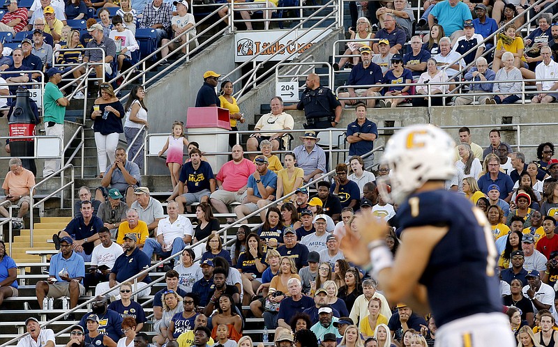 Staff file photo by C.B. Schmelter / Fans won't be permitted at Finley Stadium when the UTC football team opens its spring semester schedule Feb. 27 against Wofford, but tickets will go on sale next month for games against Mercer on March 27 and Samford on April 10.