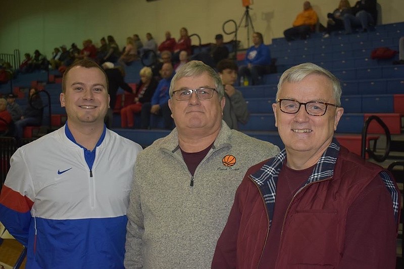 Contributed photo / From left, Polk County boys' basketball coach Jon Tucker stands by his father David and uncle Gary, who lead the varsity high school basketball programs at Tellico Plains. Including David and Gary's brother Junior as well as Jon's brother Jim, the Tucker family has combined for more than 2,000 wins in their careers as basketball coaches.