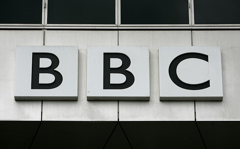 This Oct. 17, 2007, file photo, shows the BBC, British Broadcasting Corporation sign on their offices at White City in London. China has banned the BBC World News television channel from the few outlets where it could be seen in the country in possible retaliation after British regulators revoked the license of state-owned Chinese broadcaster CGTN. (AP Photo/Kirsty Wigglesworth, File)