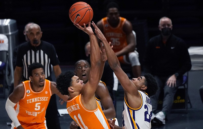 AP photo by Gerald Herbert / Tennessee freshman guard Jaden Springer has been the most consistent element recently on a team that continues to display inconsistencies entering Tuesday night's 20th game of the season.