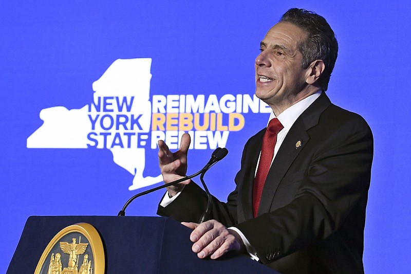 File photo by Hans Pennink, pool, of The Associated Press / In this Jan. 11, 2021 file photo, New York Gov. Andrew Cuomo delivers his State of the State address virtually from The War Room at the state Capitol in Albany, New York. New York may have undercounted COVID-19 deaths among nursing home residents by thousands, the state attorney general charged in a report issued Jan. 28, 2021, that dealt a blow to Gov. Andrew Cuomo's oft-repeated claims that his state is doing better than others in protecting its most vulnerable.