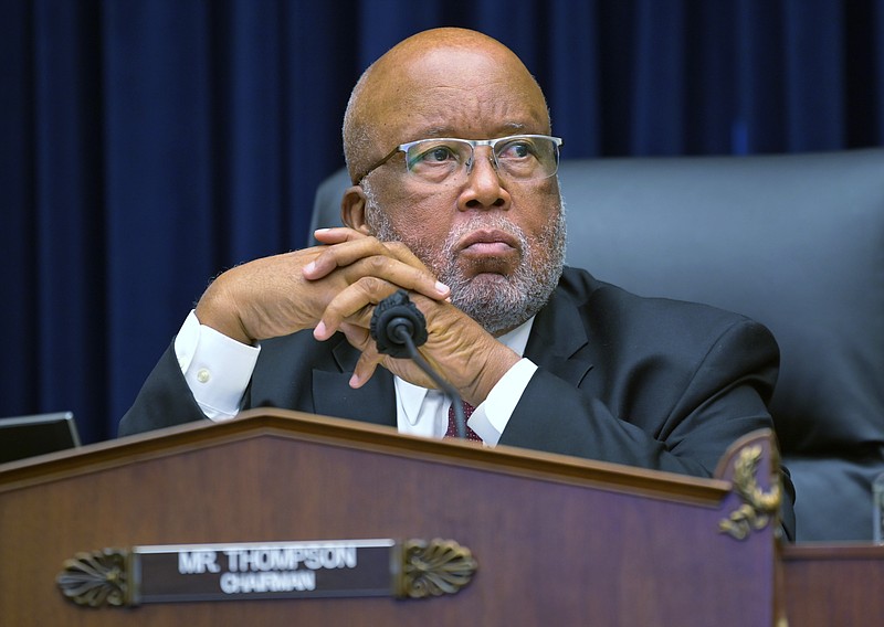 In this Sept. 17, 2020 file photo, Committee Chairman Rep. Bennie Thompson, D-Miss., speaks during a House Committee on Homeland Security hearing on 'worldwide threats to the homeland', on Capitol Hill Washington. Thompson has sued former President Donald Trump, alleging Trump incited the deadly insurrection at the U.S. Capitol. The lawsuit in Washington's federal court alleges the Republican former president conspired with members of far-right extremist groups to prevent the Senate from certifying the results of the presidential election he lost to Joe Biden. The suit also names as defendants Trump's personal lawyer Rudy Giuliani and groups including the Proud Boys and the Oath Keepers, both of which had members alleged to have taken part in the siege.(John McDonnell/The Washington Post via AP, Pool)