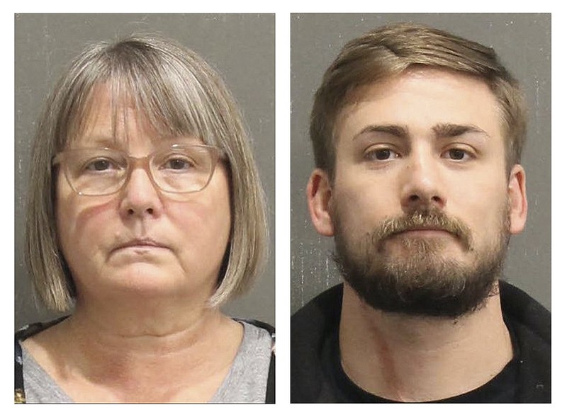 This booking photo released by the Metro Nashville, Tenn., Police Department, shows Lisa Marie Eisenhart,left, and Eric Gavelek Munchel. A Washington, D.C., judge on Wednesday, Feb. 17, 2021, ordered that the Georgia woman and her Tennessee son remain jailed pending trial on charges for their involvement in the Jan. 6 riot at the U.S. Capitol. Lisa Eisenhart is accused of breaking into the Capitol with her son, Eric Munchel, who was photographed carrying flexible plastic handcuffs in the Senate chamber. (Metro Nashville Police Department via AP)