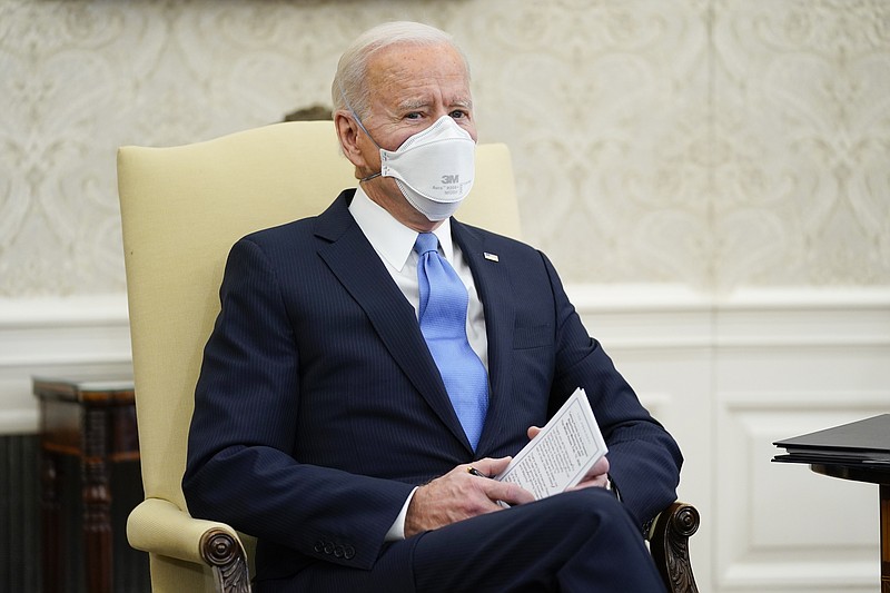 The Associated Press / President Joe Biden speaks to a bipartisan group of mayors and governors about his proposed coronavirus relief package in the Oval Office of the White House recently