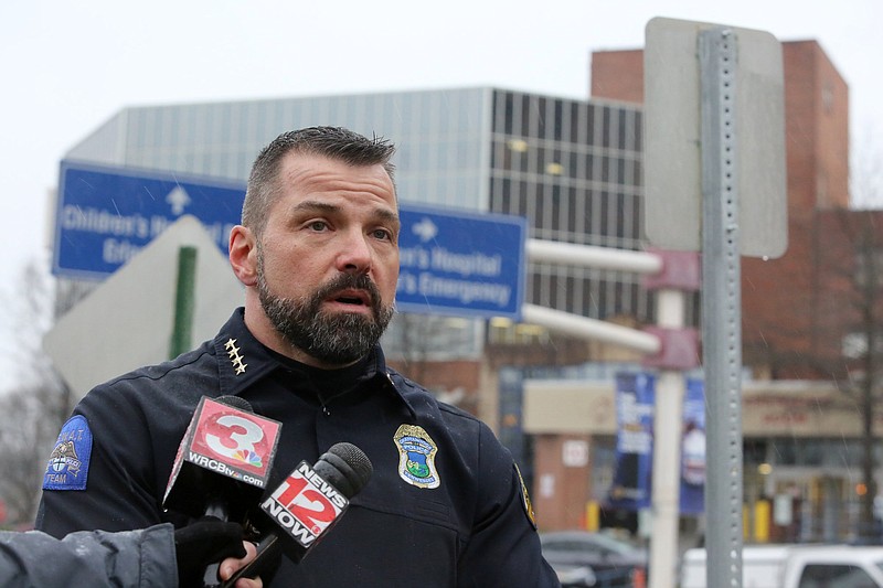 Staff file photo by Erin O. Smith / Chattanooga Police Department Chief David Roddy speaks to reporters during a December 2019 news conference in front of Erlanger hospital in Chattanooga, Tennessee.