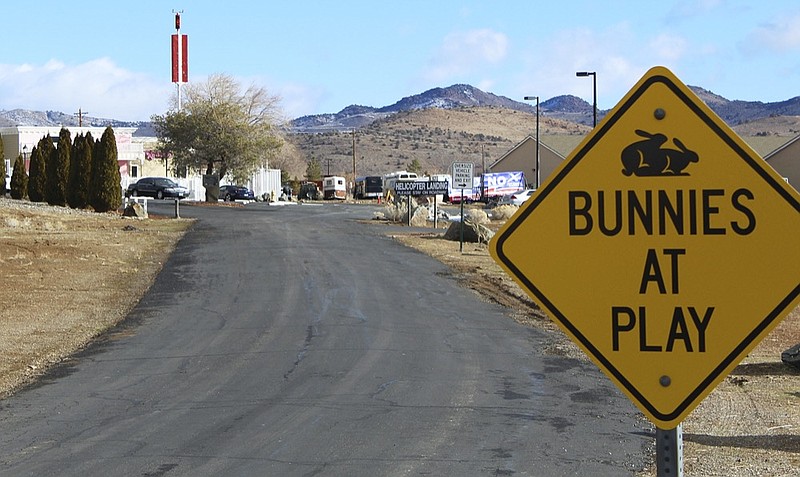 FILE - In this Feb. 27, 2019, file photo, the Moonlite Bunny Ranch brothel is seen in Lyon County east of Carson City, Nev. (AP Photo/Ryan Tarinelli, File)


