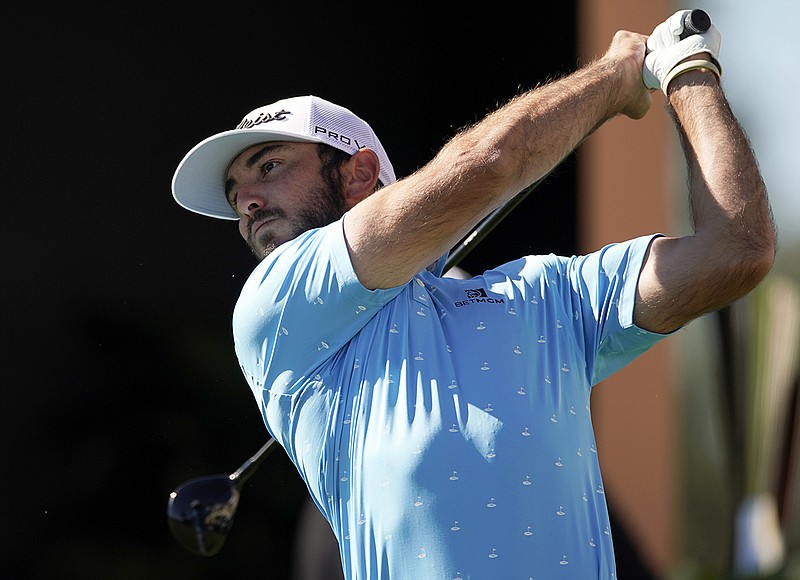 AP photo by Ryan Kang / Max Homa tees off on the first hole at Riviera Country Club on Sunday during the final round of the Genesis Invitational in Los Angeles.