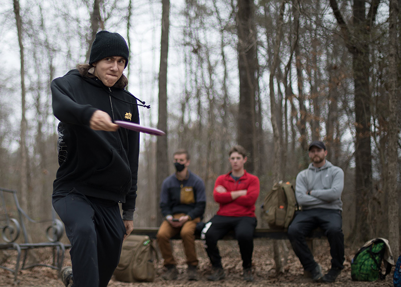 Staff photo by Troy Stolt / Aidan Scott tees off.