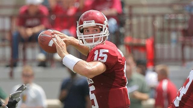 Oklahoma Athletics photo / New Tennessee quarterbacks coach Joey Halzle played in 21 career games for the Oklahoma Sooners from 2006-08, backing up Heisman Trophy winner Sam Bradford in 2008.