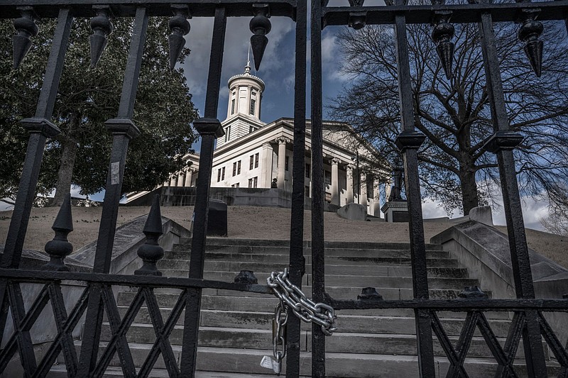 The Tennessee State Capitol with gates locked. / Photo by John Partipilo/Tennessee Lookout