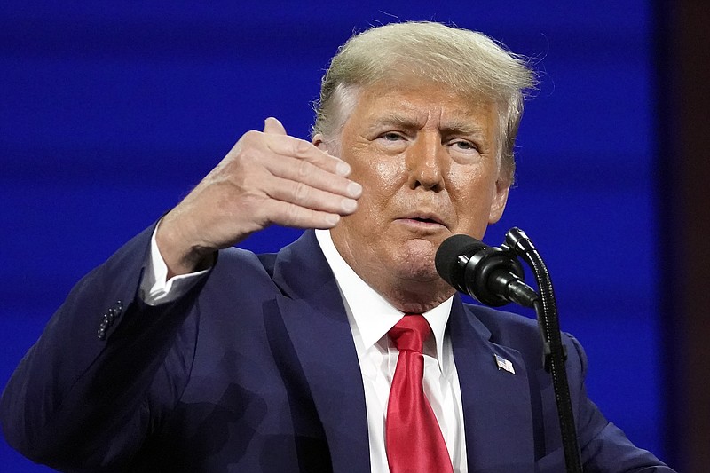 Former president Donald Trump speaks at the Conservative Political Action Conference on Sunday, Feb. 28, 2021, in Orlando, Fla. (AP Photo/John Raoux)