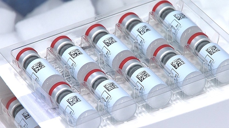 FILE- This Dec. 2, 2020 photo provided by Johnson & Johnson shows vials of the COVID-19 vaccine in the United States. (Johnson & Johnson via AP)