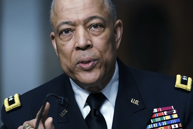 Army Maj. Gen. William Walker, Commanding General of the District of Columbia National Guard speaks during a Senate Committee on Homeland Security and Governmental Affairs and Senate Committee on Rules and Administration joint hearing Wednesday, March 3, 2021, examining the January 6, attack on the U.S. Capitol in Washington. (Greg Nash/Pool via AP)