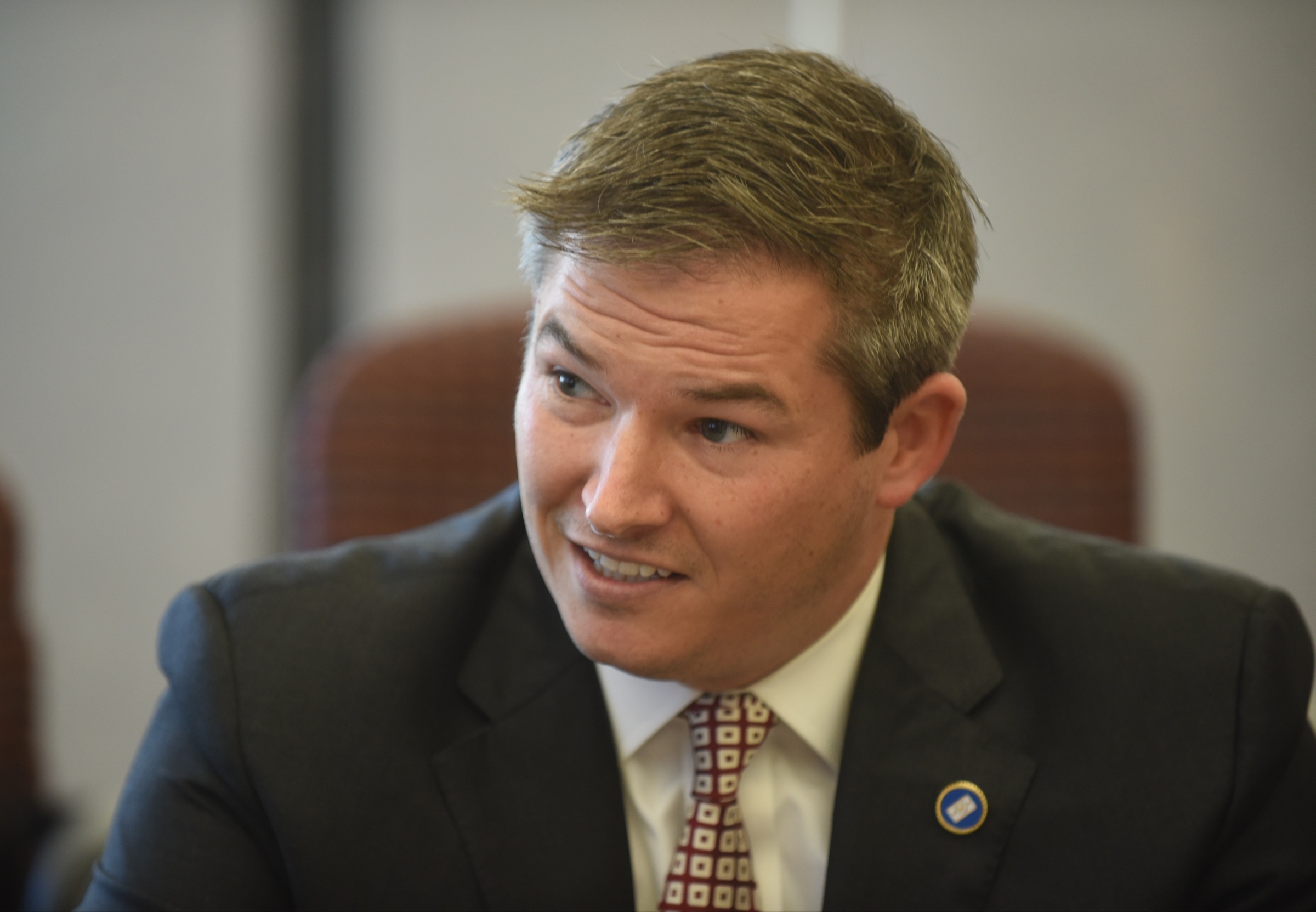 Staff Photo by Angela Lewis Foster Tennessee State Democratic Caucus Senator Jeff Yarbro talks with editors and reporters Thursday, August 13, 2015 at the Chattanooga Times Free Press.