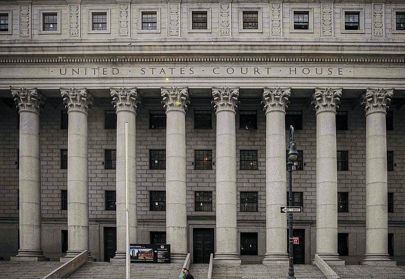 FILE - This photo from Tuesday May 3, 2011, shows the Thurgood Marshall U.S. Courthouse in Manhattan, N.Y., where the Second Circuit Court of Appeals is seated. The 14 judges of the Court heard arguments in U.S. v. Gerald Scott manslaughter case and voted 9-to-5 to label the 1998 killings "undoubtedly brutal." (AP Photo/Mary Altaffer, File)


