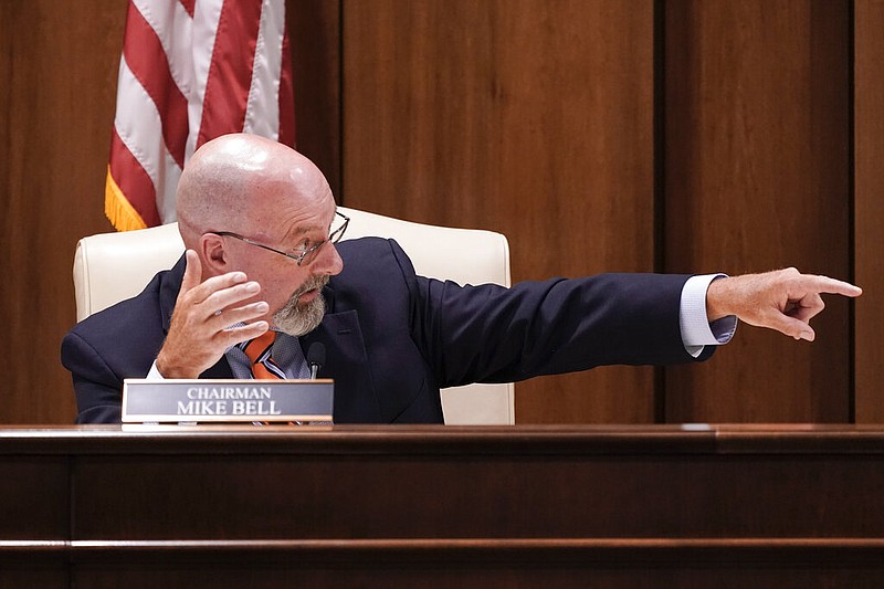 Chairman Mike Bell, R-Riceville, leads a meeting of the Senate Judiciary Committee Tuesday, Aug. 11, 2020, in Nashville, Tenn. (AP Photo/Mark Humphrey)