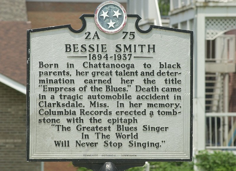 This Tennessee Historical Commission marker commemorates famed blues singer Bessie Smith, who sang at establishments along Ninth Street early in her career. The street was renamed Martin Luther King Boulevard in 1982. / Staff file photo