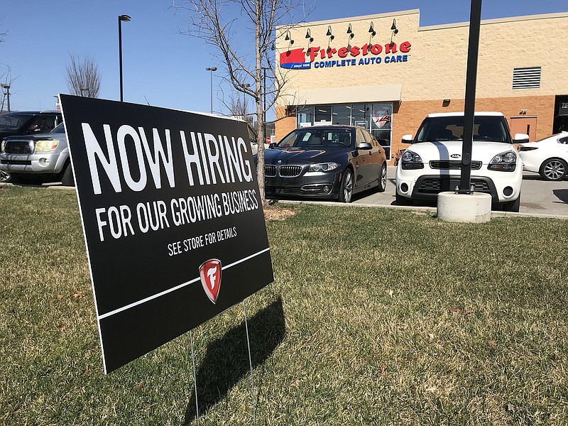 Photo by Dave Flessner / The Firestone auto store in Hixson is among many area employers trying to hire more workers as the economy improves and the jobless rate declines.