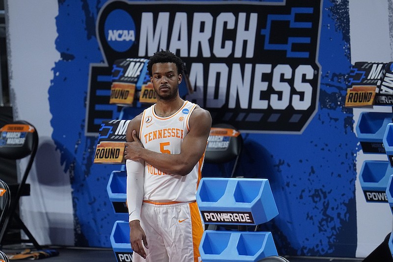 AP photo by Paul Sancya / Tennessee guard Josiah-Jordan James and the Vols had a short stay in Indianapolis, losing Friday's NCAA tournament first-round matchup with Oregon State.