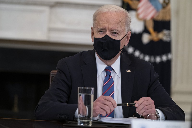 Photo by Evan Vucci of The Associated Press / President Joe Biden speaks about the Southern border during a meeting in the State Dining Room of the White House on Wednesday, March 24, 2021, in Washington.