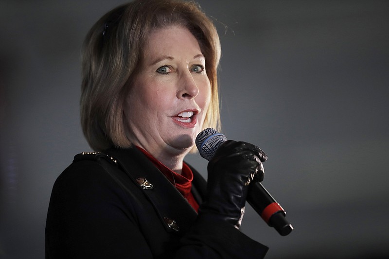 Photo by Ben Margot of The Associated Press / Attorney Sidney Powell, a former member of President Donald Trump's legal team, speaks during a rally on Dec. 2, 2020, in Alpharetta, Georgia.