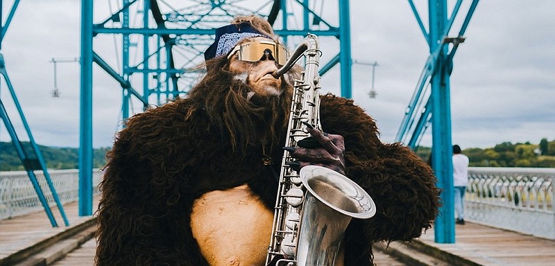 Contributed photo by Brian Holden / Saxsquatch made a stop at the Walnut Street Bridge during a visit to Chattanooga.	