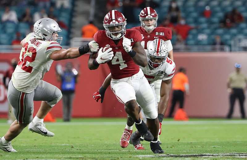 Crimson Tide photos / Alabama running back Brian Robinson could have capped a four-year career with the Crimson Tide with his 10-carry, 69-yard performance in the 52-24 humbling of Ohio State in January, but he opted to use the extra season of eligibility allowed by the NCAA.