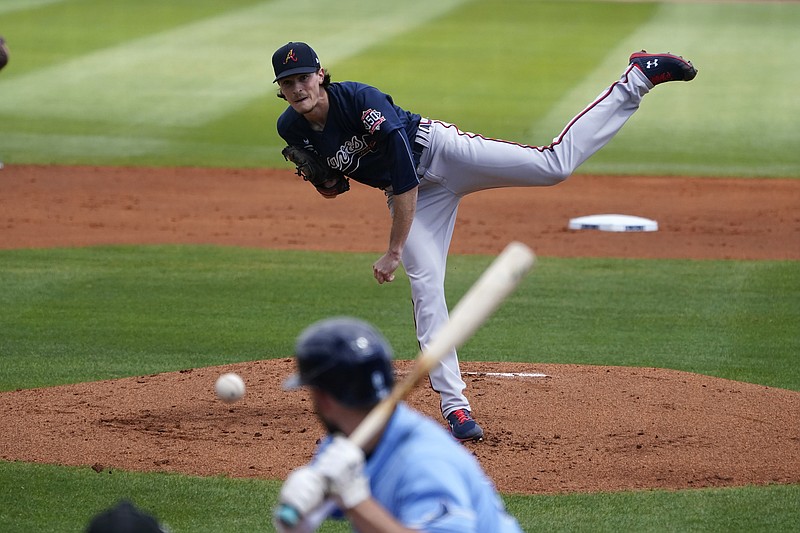 AP photo by John Bazemore / Atlanta Braves starter Max Fried pitches against the Tampa Bay Rays during a spring training game Sunday in Port Charlotte, Fla.