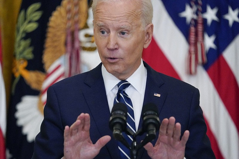 President Joe Biden speaks during a news conference in the East Room of the White House, Thursday, March 25, 2021, in Washington. (AP Photo/Evan Vucci)


