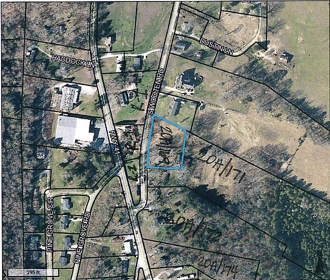 This screen capture offers a birds-eye view of the land that was rezoned for a townhouse development in Catoosa County, as provided in the agenda packet.