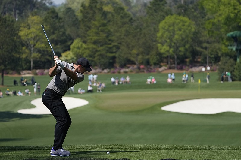 AP photo by Gregory Bull / Rory McIlroy tees off on the fourth hole during a practice round for the Masters on Wednesday in Augusta, Ga.