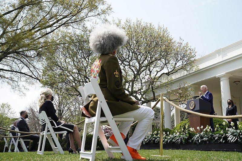 New York Times photo by Amr Alfiky / President Joe Biden speaks about gun regulations from the Rose Garden at the White House in Washington on Thursday.