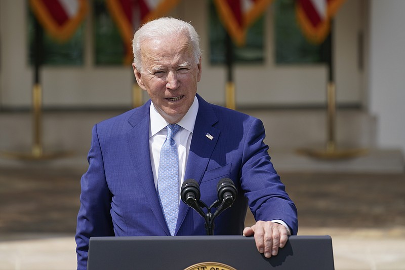 President Joe Biden speaks about gun violence prevention in the Rose Garden at the White House, Thursday, April 8, 2021, in Washington. (AP Photo/Andrew Harnik)