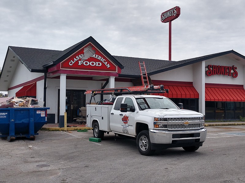 Staff photo by Mike Pare / Work is underway to remake the former Shoney's near Hamilton Place mall into new restaurant space. Plans are to open an eatery with a seafood Mexican concept.