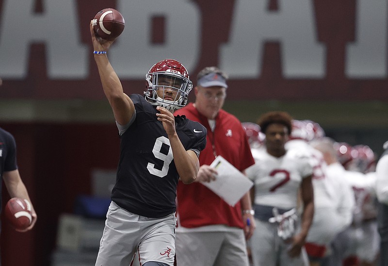 Alabama photo by Kent Gidley / Sophomore quarterback Bryce Young will guide Alabama's first-team offense during the annual A-Day game Saturda afternoon at Bryant-Denny Stadium.