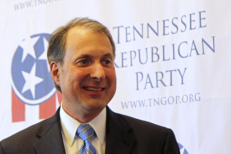 Tennessee Republican Party Chairman Chris Devaney was re-elected to another two-year term by the State Executive Committee at a meeting in Nashville, Tenn., on Saturday, Dec. 4, 2010. (AP Photo/Erik Schelzig)