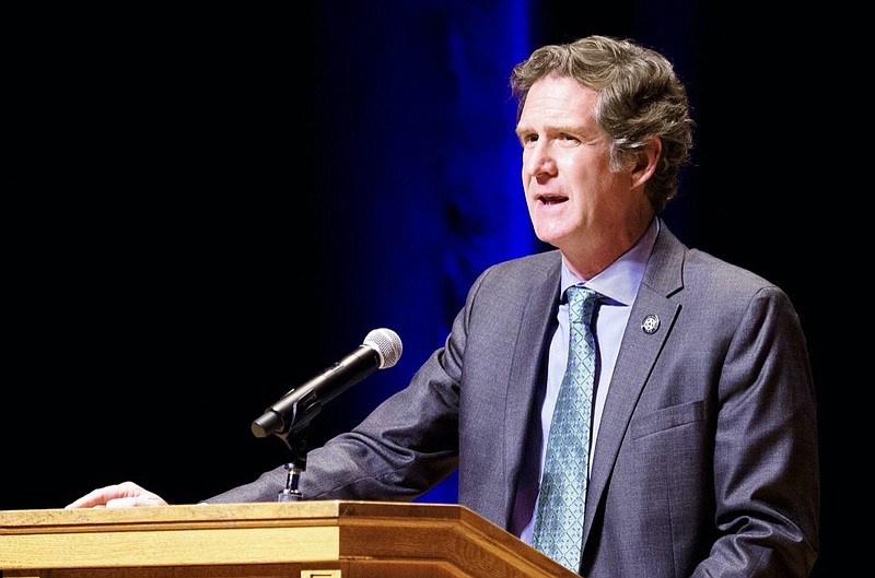 Staff photo by C.B. Schmelter / Mayor Tim Kelly addresses the crowd after being sworn in during the One Chattanooga inauguration ceremony at the Tivoli Theatre on Monday, April 19, 2021 in Chattanooga, Tenn. Tim Kelly was sworn in as the 66th mayor of Chattanooga.