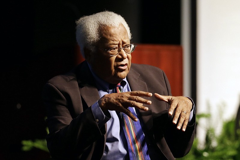 FILE - In this Sept. 17, 2015, file photo, the Rev. James Lawson speaks in Murfreesboro, Tenn. Lawson, who led nonviolence workshops during the civil rights struggles of the 1960s, said he's encouraged by efforts to maintain equality at the polls amid what he see as attempts to thwart it. (AP Photo/Mark Humphrey, File)